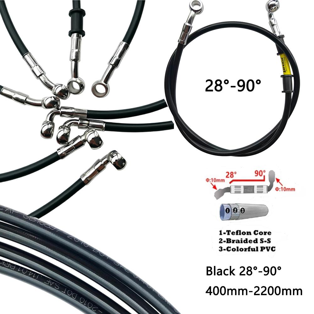블랙 28 ° -90 °   도수 유압 브레이크 호스  - Motorcycle Brake Cable 리뷰 및 가격